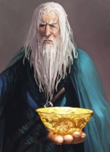 Ancient Man Holding Golden Bowl Of Prayers Master Image